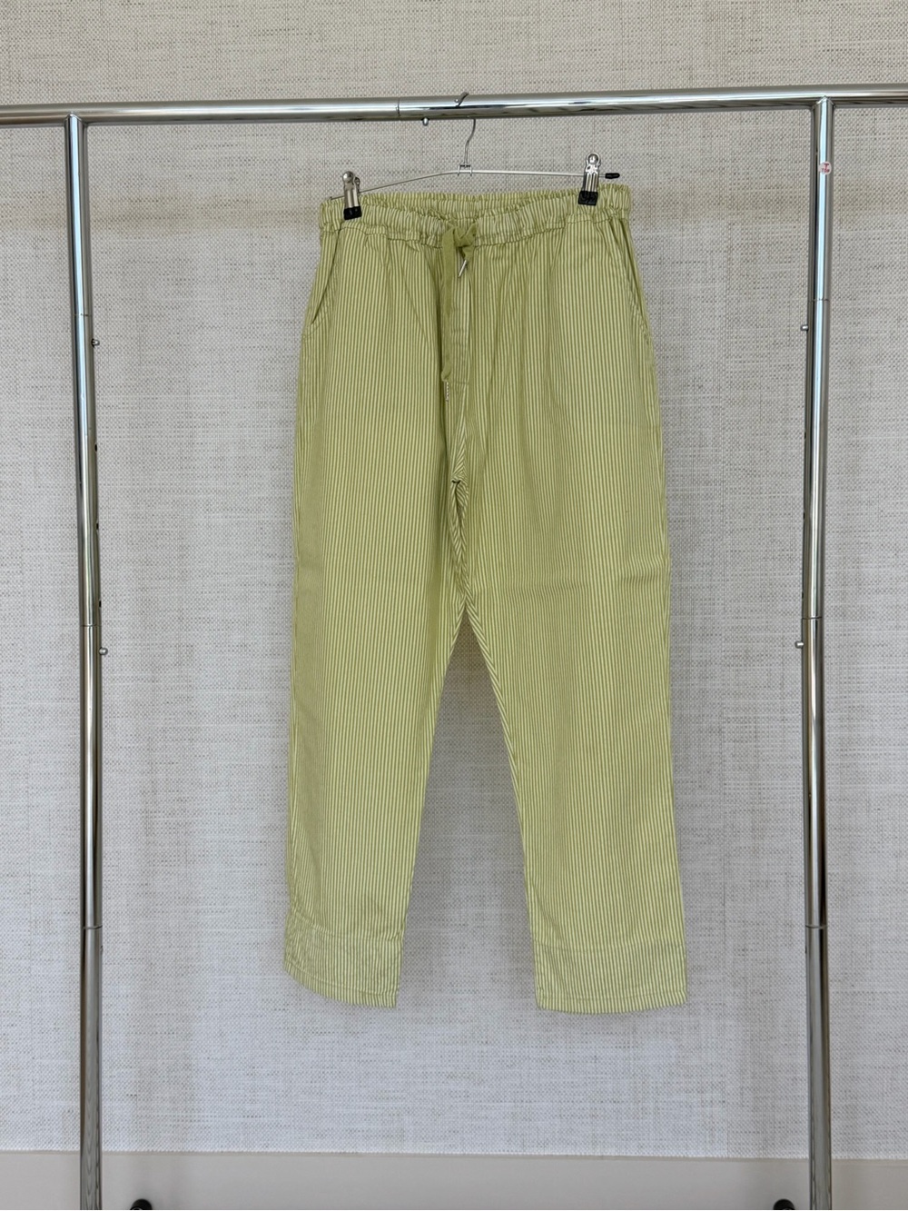 Wide Leg Drawstring Pants in Light Olive Green